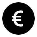 Euro Currency Symbol in Circle (Filled) Free Open-Source SVG Icon