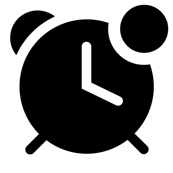 Badged Alarm Clock (Solid) Free Open-Source SVG Icon (Clarity)