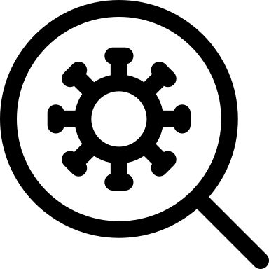 Virus Lab Research with Magnifier (Covid Icons) Free Open-Source SVG Icon (Covid Icons)