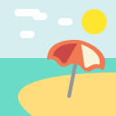 Beach with Umbrella (Colored) Free Open-Source SVG Icon