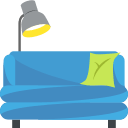 Couch and Lamp Living Room Decor (Colored) Free Open-Source SVG Icon