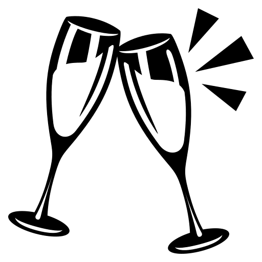 Clinking Glasses Celebration (Monotone) Free Open-Source SVG Icon (Emoji One (Monotone))