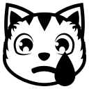 Crying Cat Face (Monotone) Free Open-Source SVG Icon