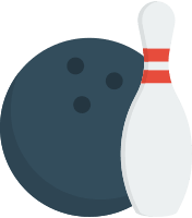 Bowling Ball and Pins (Flat) Free Open-Source SVG Icon