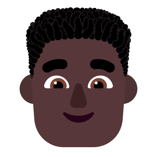 Dark Curly Haired Man (Flat) Free Open-Source SVG Icon (Fluent Emoji Flat)