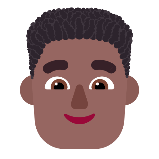 Medium Dark Curly Haired Man (Flat) Free Open-Source SVG Icon (Fluent Emoji Flat)