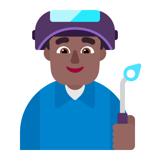 Medium Dark Man Factory Worker (Flat) Free Open-Source SVG Icon (Fluent Emoji Flat)