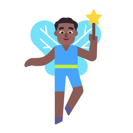 Medium Dark Fairy Man (Flat) Free Open-Source SVG Icon (Fluent Emoji Flat)