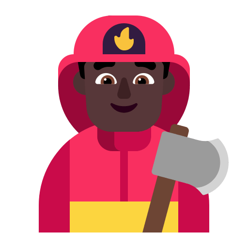 Dark Firefighter Man (Flat) Free Open-Source SVG Icon (Fluent Emoji Flat)