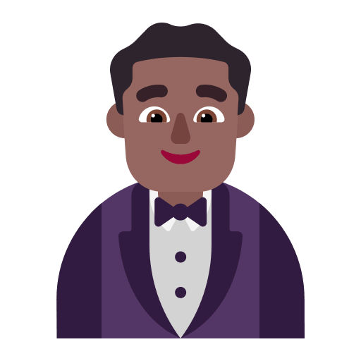 Medium Dark Man in Tuxedo (Flat) Free Open-Source SVG Icon (Fluent Emoji Flat)