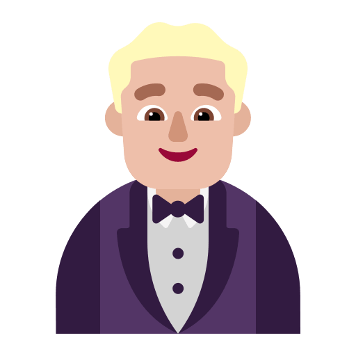 Medium Light Tuxedo-Clad Man (Flat) Free Open-Source SVG Icon (Fluent Emoji Flat)