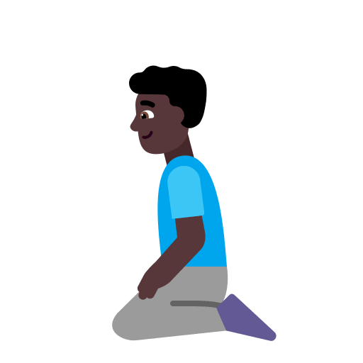 Dark Kneeling Man (Flat) Free Open-Source SVG Icon (Fluent Emoji Flat)