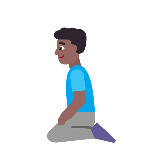 Medium Dark Kneeling Man (Flat) Free Open-Source SVG Icon (Fluent Emoji Flat)