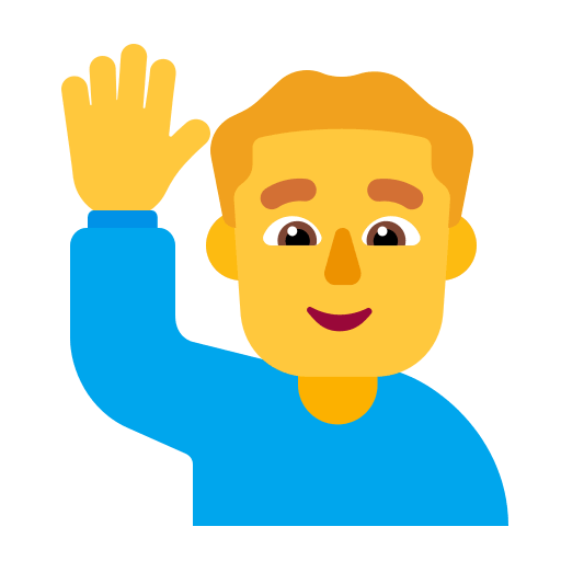 Man Raising Hand (Flat) Free Open-Source SVG Icon (Fluent Emoji Flat)