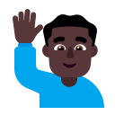 Dark Man Raising Hand (Flat) Free Open-Source SVG Icon