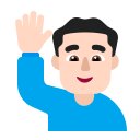 Light Skin Tone Man Raising Hand (Flat) Free Open-Source SVG Icon