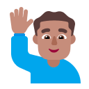 Medium Skin Tone Man Raising Hand (Flat) Free Open-Source SVG Icon