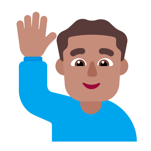 Medium Skin Tone Man Raising Hand (Flat) Free Open-Source SVG Icon (Fluent Emoji Flat)