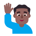 Medium Dark Skin Tone Man Raising Hand (Flat) Free Open-Source SVG Icon