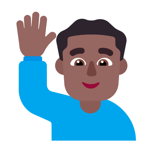 Medium Dark Skin Tone Man Raising Hand (Flat) Free Open-Source SVG Icon (Fluent Emoji Flat)