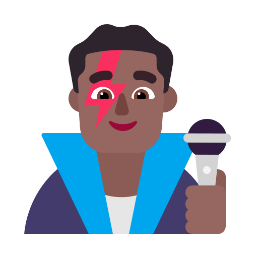 Medium Dark Male Singer (Flat) Free Open-Source SVG Icon (Fluent Emoji Flat)