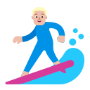 Medium-Light Man Surfing (Flat) Free Open-Source SVG Icon