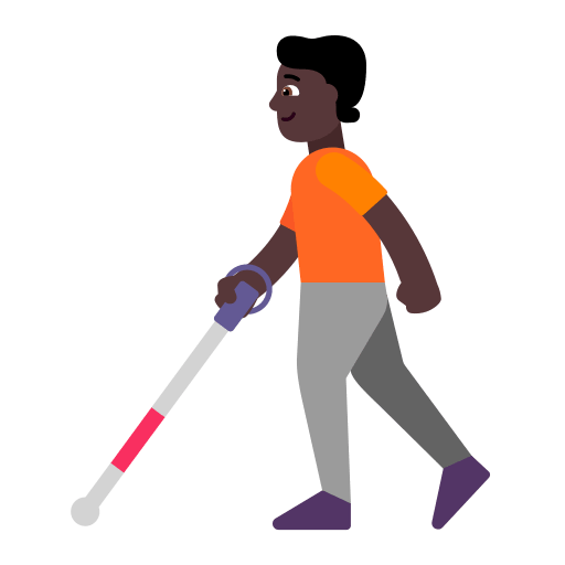 Person With White Cane (Dark) Free Open-Source SVG Icon (Fluent Emoji Flat)