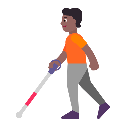 Medium Dark Person With White Cane (Flat) Free Open-Source SVG Icon (Fluent Emoji Flat)