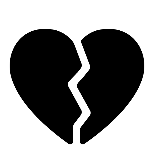 Broken Heart Symbol Free Open-Source SVG Icon (Fluent Emoji High Contrast)