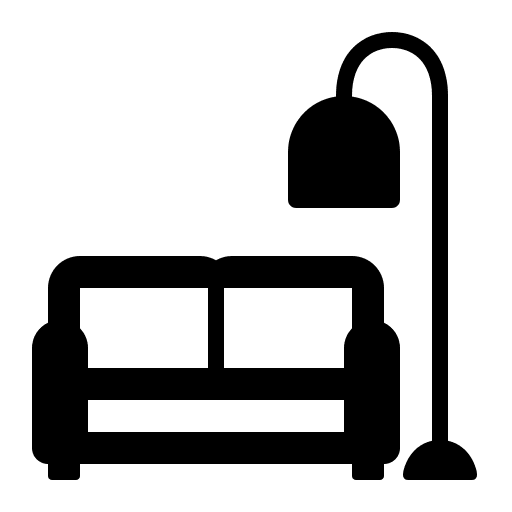 Couch and Lamp Furniture Arrangement Free Open-Source SVG Icon (Fluent Emoji High Contrast)