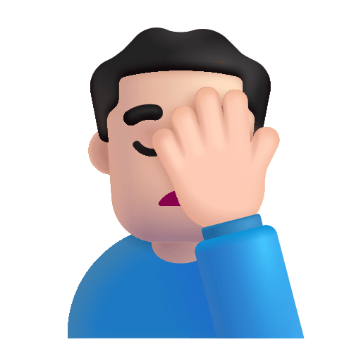 Man Facepalming Gesture (Light) Free Open-Source SVG Icon (Fluent Emoji)