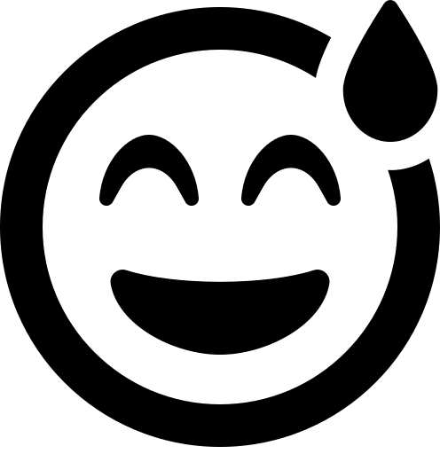 Grinning Face with Sweat Beam (Regular) Free Open-Source SVG Icon (Font Awesome 5 Regular)