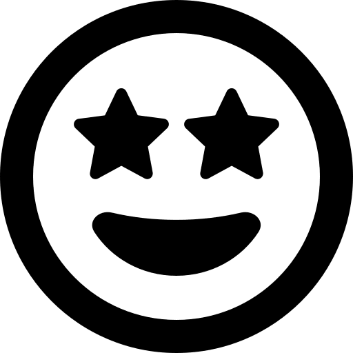 Grinning Face with Stars (Regular) Free Open-Source SVG Icon (Font Awesome Regular)