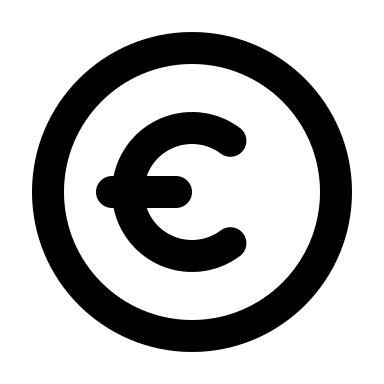 Euro Currency Symbol in Circle Free Open-Source SVG Icon (Humbleicons)