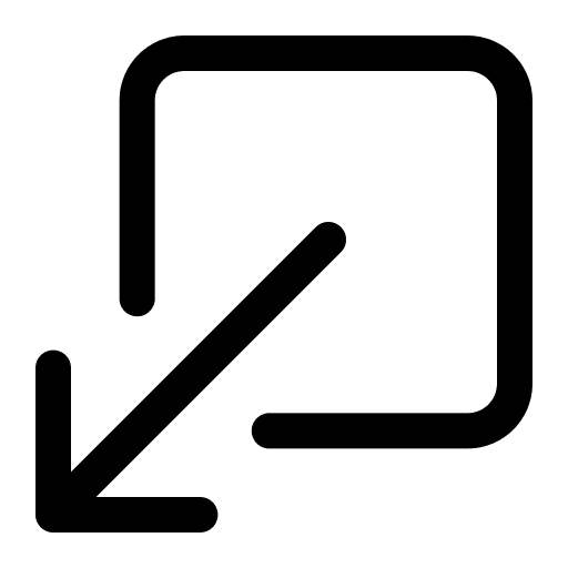 Downward Left Arrow in Box (Outline) Free Open-Source SVG Icon (IonIcons)