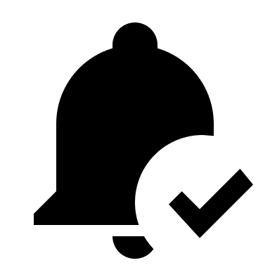 Bell Notification with Checkmark Free Open-Source SVG Icon (Material Design Icons)