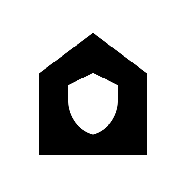 House with Shield (Light) Free Open-Source SVG Icon (Material Symbols Light)