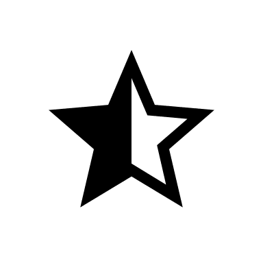 Half Star Rating (Outline) Free Open-Source SVG Icon (Material Symbols Light)