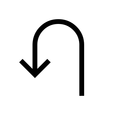 Left U-Turn Direction (Light) Free Open-Source SVG Icon (Material Symbols Light)