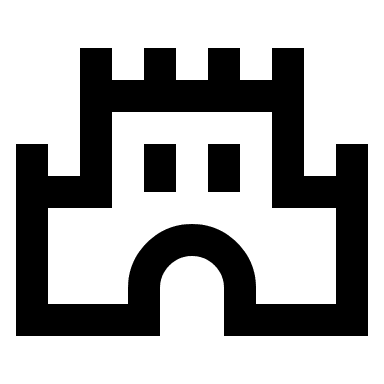 Castle Structure (Outline) Free Open-Source SVG Icon (Material Symbols)