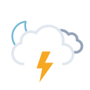 Nighttime Thunderstorms with Overcast Sky and Snow (Meteocons Free Open-Source SVG Icon