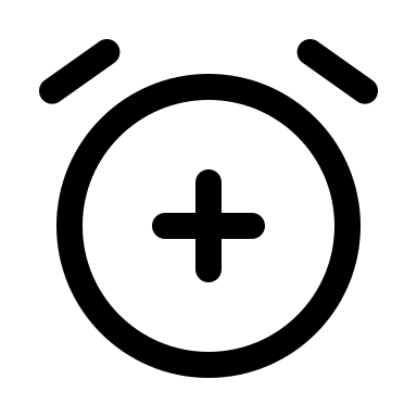 Alarm with Plus Sign (Myna UI) Free Open-Source SVG Icon (Myna UI Icons)