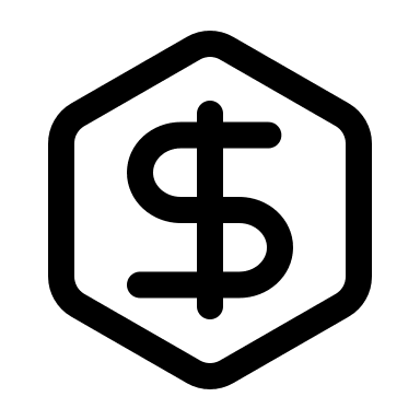 Hexagonal Dollar Sign Free Open-Source SVG Icon (Myna UI Icons)