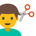 Man Getting Haircut (Noto Emoji) Free Open-Source SVG Icon