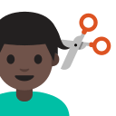 Man Getting Haircut with Dark Skin Tone Free Open-Source SVG Icon