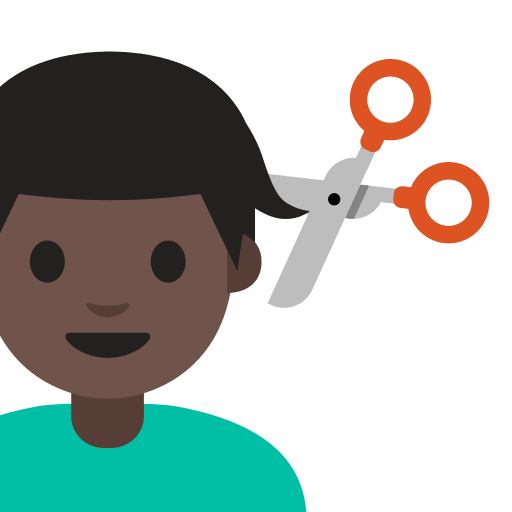 Man Getting Haircut with Dark Skin Tone Free Open-Source SVG Icon (Noto Emoji (v1))