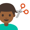 Man Getting Haircut with Medium Dark Skin Tone (Noto Emoji) Free Open-Source SVG Icon