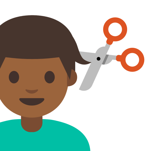 Man Getting Haircut with Medium Dark Skin Tone (Noto Emoji) Free Open-Source SVG Icon (Noto Emoji (v1))