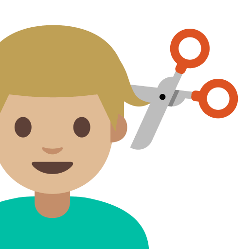 Man Getting Haircut with Medium Light Skin Tone (Noto Emoji) Free Open-Source SVG Icon (Noto Emoji (v1))