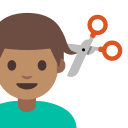 Man Getting Haircut with Medium Skin Tone (Noto Emoji) Free Open-Source SVG Icon